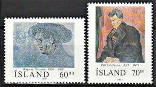 FRIMÆRKER ISLAND | 1991 - AFA 744,745 - Pall Isolfsson - 60,00 + 70,00 kr. flerfarvet - Postfrisk